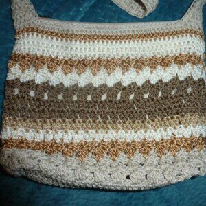 Lina Handcrafted Crochet Shoulder Bag – Beige & Brown